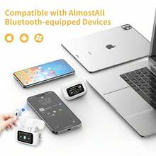 A9 Pro Noise Cancelling Bluetooth Earbuds, Wireless Ear Buds Noise Cancelling Bluetooth Headphones USB Charging With 13 Functions LED Display Mic For IPhone & Android (White) - 1 - 查看 8