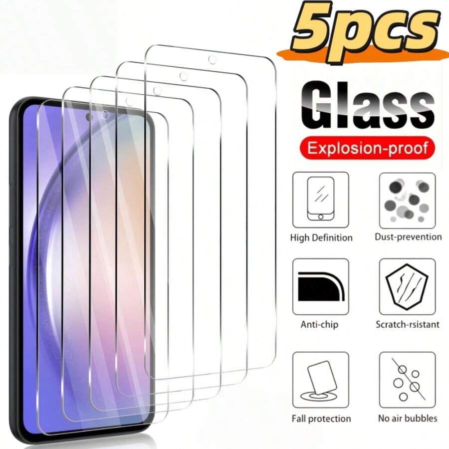 5 件手机屏幕保护膜，兼容三星 Galaxy S23 FE/Galaxy S24 FE /Galaxy A55/Galaxy Note10 Lite/Galaxy A35/Galaxy A33/Galaxy A72/兼容小米 14/POCO F7/Redmi Note 9 Pro/Note 7//Note 8 /Note 12S/Poco X5 Pro/Redmi 13C 等手机型号屏幕膜高清透明、无气泡、防刮 - 無色 - 查看 1