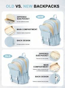 Mochila Escolar, Mochila para Laptop Compatível com Notebook de 15,6 Polegadas, Mochila de Viagem à Prova d'Água, Mochila Escolar para Adolescentes Meninas Meninos e Estudantes, Mochila com Alça Ajustável, Mochila Diária com Vários Bolsos, Mochila para Ir e Voltar do Trabalho, Mochila para Uso Externo, Várias Opções de Cores - Versões Novas e Antigas São Enviadas Aleatoriamente