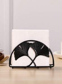 1 Stück eleganter, minimalistischer Tissue-Box-Halter aus Eisen und Edelstahl mit Ginkgo-Blatt-Design, dekoratives Accessoire für Esszimmer, Couchtisch, geeignet für Zeremonien und Hochzeitsdekoration, perfektes Urlaubsgeschenk, Hotel-/Café-Servietten-Spender