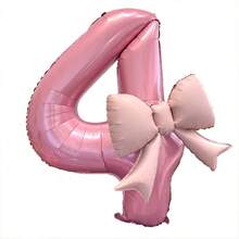 2 件/套 40 英寸粉色数字气球带蝴蝶结气球生日派对装饰周年纪念装饰 - 粉色 - 查看 8