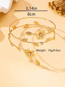 花卉简约臂环，可调节时尚臂套 - 小花臂環金黃色 - 查看 6