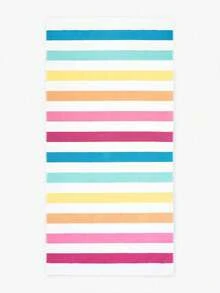 1pc Simple Corolful Striped Beach Towel, Extra Large Quick Dry Microfiber Absorbent Anti-Sand Beach Bath Towel, Suitable For Travel, Swimming Pool, Yoga, Gym, Beach Holiday Essentials , Beach Accessories, Pool Float - Color 2 - View 3