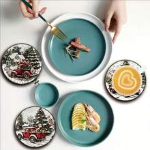 مجموعة من 1/6/12 قطعة من الأواني الخشبية المزينة بنمط شجرة عيد الميلاد وسانتا كلوز، ديكورات مكتبية فنية، مناسبة لديكور المنزل والمكتب والمطبخ والمطعم والكافيه، حماية سطح المكتب، ضرورية لحفلات العطلات وديكورات عيد الميلاد والمنزل والشقة - متعدد الألوان - مشاهدة 7