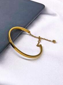 1 pièce Bracelet pendentif en forme de cœur minimaliste et , plaqué or 18 carats en acier inoxydable, accessoire casual pour hommes, Saint Valentin, mère, fête des mères, cadeau