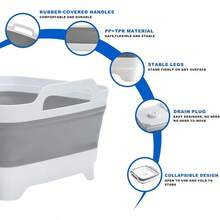 NEWCollapsible Dish Basin Foldable Kitchen Sink With Drain Plug Plastic Laundry Tub 9L 2.4Gal RV Camping Wash Basin SpaceSaving Bottle Washing Sink Gray 7.3 - Xám - Xem 3