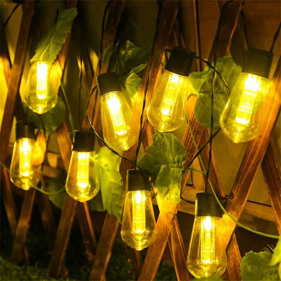 NetHong 30 LED Solar Powered Retro Bulb String Lights Garden Outdoor Fairy Christmas Lamps(6.5M/22FT) Solar Powered Patio Lights For Garden Yard Porch Wedding Party Decoration