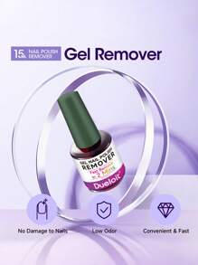 2 piezas Removedor de esmalte de gel de 15ml, removedores de polvo de 1 pieza, quita esmaltes de 2-5 Minutes 15 ml, 0,5 fl.Oz y sin remojo ni envoltura, elimina el esmalte profesional sin irritación, eliminador de pulidos gel, 1 paquete - Kit profesional de removidor para esmalte gel rápido y efectivo para remover esmalte