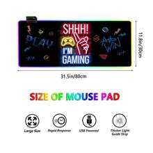 FoBianJie Shhh! Ich bin Gaming Muster RGB Licht Gaming Mauspad - Lichtmodi Knopfsteuerung Großes weiches Computer Tastatur Matte mit rutschfester Gummibasis für Gamer Esports Profis Schulanfang Gaming Mauspad