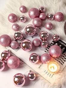 42pcs-Pink Christmas Ornament Balls, Christmas Balls Decorations, Christmas Hanging Balls, Plastic Balls, Hanging Decorative Balls, Christmas Decorations, Suitable For Christmas Tree Scenes, Home Decor, Room Decor, Bedroom Decor, New Year Decor, Christmas Decorations, Outdoor Decor, Holiday Party Decor, New Year, Christmas Party Supplies, Christmas Theme Atmosphere Holiday Hanging Decor, Event Party Gifts, Christmas Ball Gift Set