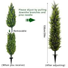 1pc Or 2pcs Long Artificial Cedar Topiary Trees With Ground Spike, UV Resistant Faux Cypress Trees, Faux Plants Artificial Bushes For Indoor Outdoor Front Porch Garden - Multicolor - View 8