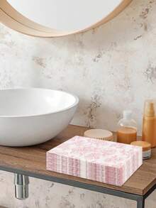 20pcs/40pcs/60pcs/Set 2-Ply Soft Long Rectangular Pink Begonia Flower Pattern Napkins, Unfolded Size 33cm X 40cm, For Party Lunch, Guest Towels, Decorations, Birthday, Wedding Anniversary, Graduation Party - Multicolor - View 4