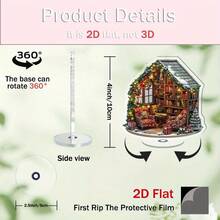 1pc 2D Rotating Acrylic Christmas Corner Decor - Cozy Relaxing Desktop Decoration With Snowy Roof, Wired Chair And Tree, Suitable For Home Or Office, Holiday Home Decor, Holiday Design, Durable Acrylic, Christmas Decoration, Christmas Gift, Christmas Ornament, Desktop Decor