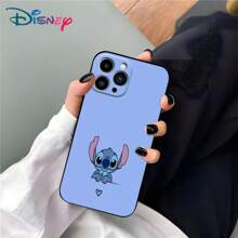 Disney Funda de teléfono con licencia de Disney, estilo de dibujos animados Stitch para IPhone 16/15/14/13/12/11 PRO/PLUS/Pro Max/XS/XXS, regalo lindo, adorable y perfecto. Imagen de papel tapiz estilo Ins.