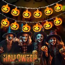 1 PIEZA Luz de cadena de 10/20 LED de una sola capa con forma de calabaza, luz de hadas con batería para crear una atmósfera espeluznante, adecuada para el hogar, dormitorio, interior y exterior, tienda, oficina, puerta, bar, club, decoración de fiesta de Halloween, decoración del hogar, decoración de fiesta, decoración de Halloween, decoración de habitación, decoración de jardín de Halloween como regalo