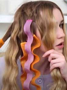 No-Heat Curling Iron Set, Magic Spiral Curler, Long Hair No-Heat Spiral Curler, Water Wave Curling Set, Braiding Curl Wand, Wave Curler, Gift Tool, Long Hair No-Heat Spiral Curler, Heatless Magic Curler With Styling Hook, For Women, Back To School, Travel & Holiday Essential, Curling Iron - Multicolor - View 4