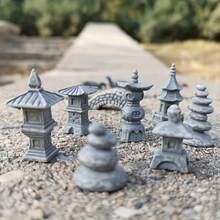8 件套日本花园桥微型模型套装包含 8 种混合仙女花园配件，适用于 DIY 玻璃罐花园、盆景、微景观装饰，灰色树脂材料 - 彩色 - 查看 5