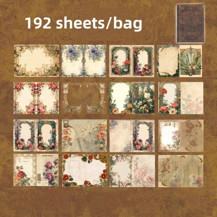 192 sidor/bok, vintage scrapbookpapper, sångserie i fjärran, färgglatt skrivpapper, anteckningsbokstillbehör, folie, anteckningsbok, skräpdagbok, DIY-dekor, collagematerial, för skolmaterial, tillbaka till skolan - Multifärgad - Visa 13
