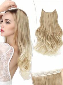 Invisible Wire Hair Extensions Long Wavy Layered Synthetic Hair Extensions With Transparent Wire Adjustable Size 4 Secure Clips For Women Daily Wear - Multicolor - View 13