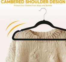 Heavy Duty Velvet Hangers 70 Pack, Non-Slip Clothes Hangers With Shoulder Notches, 360° Swivel Hooks, Coat Suit Hangers For Closet Space Saving, Black,9233403 - 淺粉色 - 查看 7