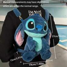 Disney 1pc Disney Official Authorized Stitch Fashion Large Capacity Plush Backpack, Cute Figurine Shoulder/Crossbody Bag, Suitable For Holiday/Birthday Gift, Back To School