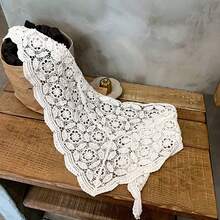 1pc Solid Color Crochet Floral Lace Thin Shawl Scarf For Women, Spring/Summer, Decorative Collar Trim For Dress - Multicolor - View 4