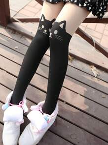 زوج من جوارب نسائية ناعمة ومريحة بطبعة قطة كيوت للاستخدام اليومي