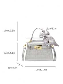 1 Túi xách da PU trơn màu Low Tea, Túi tote thời trang thanh lịch dành cho nữ, Thiết kế quai xách phía trên, Khóa từ, Dây đeo vai có thể tháo rời và điều chỉnh, Thích hợp cho du lịch, mua sắm, hẹn hò, Quà tặng cho phụ nữ, Tuyệt vời để đi làm, ngoài trời, du lịch, đi bộ đường dài - Bạc - Xem 2