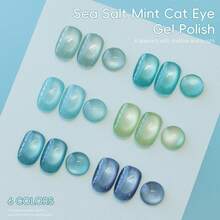 XEIJAYI 2025猫眼指甲油15ml全息猫眼磁性指甲凝胶，UV LED可卸美甲沙龙工具，时尚美甲凝胶 - 淺藍色 - 查看 4