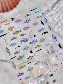 夏日海滩海洋贝壳海星蛤蜊海螺星星泡泡海洋指甲软浮雕装饰美甲贴纸美甲贴花 - 彩色 - 查看 3