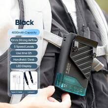 kinscoter 1 Peça Ventilador Portátil Recarregável de 4000mAh para Cintura, Acessórios de Camping, Praia e Viagem, Refrigerador de Ar, Bateria Portátil, Mini Ventilador Pessoal para Pescoço