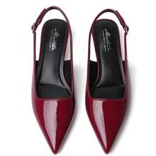 Slingback Kitten Heels For Women Pointed Closed Toe Heels Low Pumps Shoes For Party Work Office - Màu Đỏ Sâu - Xem 5