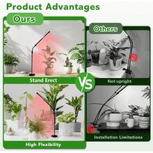 Indoor Plant Grow Light, Four Head Full Spectrum LED Grow Light With Timing Function, Pink Red Light Spectrum, Suitable For Indoor Plant Growth