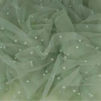 Tela de tul con perlas elegante Cheonet - Tonos suaves, perfecta para vestidos de novia DIY, vestidos y decoraciones artesanales, lavar a mano, tela para bodas