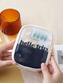 1 szt. Wielofunkcyjna damska kosmetyczka, podręczna kosmetyczka z zapięciem na zamek błyskawiczny, odpowiednia do przechowywania kosmetyków, pędzli, kosmetyków do pielęgnacji skóry, telefonu, monet, drobnych przedmiotów, do domu, podróży, na wakacje, do szkoły