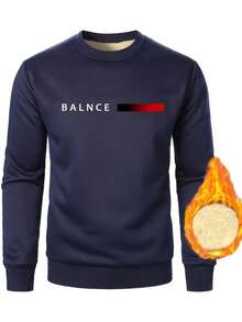 Men's Outdoor Casual Crew Neck Sweatshirt With Gradient Print, Blue,Fleece,Winter