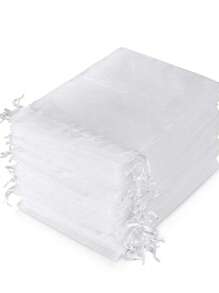 50/100PCS Gift Packaging Bag, White Tissue Bag, Suitable For Wedding Gifts, With Tether, Mesh Gift Bag, Jewelry Bag, Suitable For Rehearsal Party, Christmas, Halloween And Other Occasions