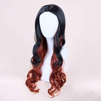 这款派对魅力长款波浪假发，采用黑橙渐变色设计：完美适用于角色扮演活动、服装搭配和时尚前卫的场合，柔软的卷发和醒目的色彩渐变，打造大胆吸睛的造型。