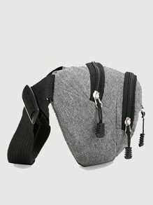 Men's Oxford Fabric Multi-Pocket Waist Bag, Casual Chest Pack For Sports & Business, Plain Color Belt Pouch For Everyday Use