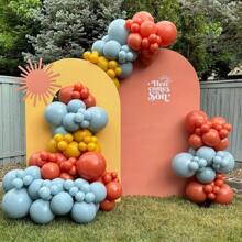 Here Comes The Son Balloon Arch Garland Kit 147Pcs Boho Retro Dusty Blue Burnt Orange Mustard Yellow Balloons For Baby Boy Shower First Trip Around The Sun Sunshine Theme Birthday Party Decorations