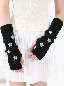 10 件星形露指手套，Y2K 风格臂套，针织亚文化设计，适合秋冬