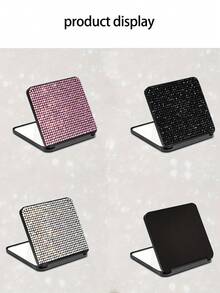 1-częściowe kwadratowe lusterko do makijażu zdobione kryształkami, nowe luksusowe, błyszczące diamentowe, kompaktowe, dwustronne, składane lusterko do makijażu, idealne do poprawek makijażu w podróży, lśniące, przenośne, składane, kompaktowe lusterko o kwadratowym kształcie, idealne do małej torebki, przenośne, wysadzane diamentami, składane, dwustronne, kieszonkowe lusterko o wysokiej rozdzielczości, dostępne w różnych wzorach diamentów, tanie, prezenty świąteczne, makijaż, akcesoria do makijażu, tanie rzeczy, prezenty, prezenty dla kobiet, prezenty świąteczne