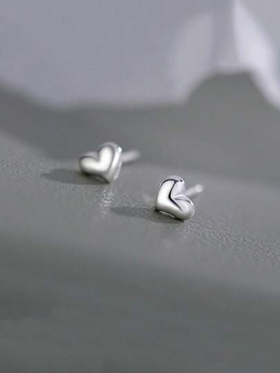 1 Pair Heart S925 Stud Elegant Charming Lovely Earrings For Women Jewelry Daily Life Or Party