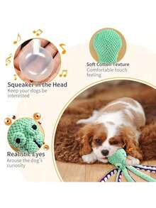 Medium Plush Octopus Dog Toy With Squeaker - Durable Interactive Chew Toy For Medium Dogs, Teal And Purple With White Suction Cups, Great For Play And Training - Multicolor - View 3