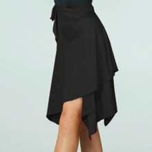 Latin Dance Skirt Lace Up One Piece Short Skirt Red Color Professional Irregular Hem Dancing Skirt Adult Female Women Clothing