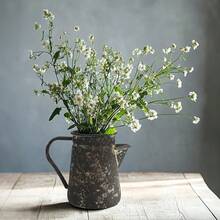 Z2 BellaDecor Vintage Pitcher Vase Rustic Farmhouse Vase For Flowers Vintage Metal Milk Jug Small Decorative Pitcher Shabby Chic Decor For Home, Kitchen, Bathroom, Gray