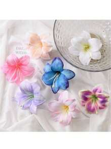 10/15个随机夏威夷花朵发夹，女士人造花发夹，鸡蛋花发夹，适合假日海滩派对、夏季热带花朵发饰、婚礼派对、送给女孩的节日礼物、母亲节礼物、爪夹、发夹、发卡