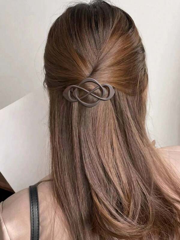 1 pièce Pince à cheveux rétro mate de couleur café avec design creux en forme de ressort, design simple pour demi-queue de cheval ou chignon, pinces à cheveux
