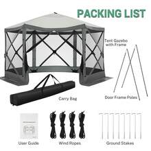 tooluck 12x12ft Pop-Up Gazebo Screen Tent For Camping, Outdoor Screened Gazebo, Portable Hub Tent With Mosquito Net, With Carrying Bag And Ground Stakes, Blue (Upgraded Version 2.0) - Grey - View 7