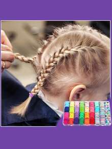 433 buah Ikat Rambut Elastis Warna Acak, 26 Warna Ikat Rambut Mini, Ikat Rambut Lembut untuk Anak Perempuan, Set Aksesori Rambut - MultiWarna - View 5